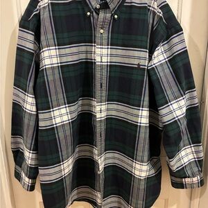Ralph Lauren Navy and Green Plaid Button-Down Shirt